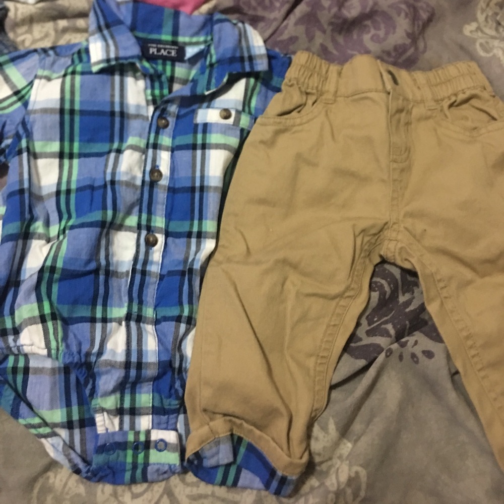 Children's place button up and pants