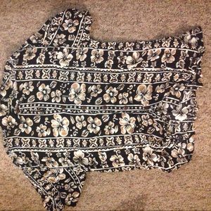 A Floral button up/down shirt.