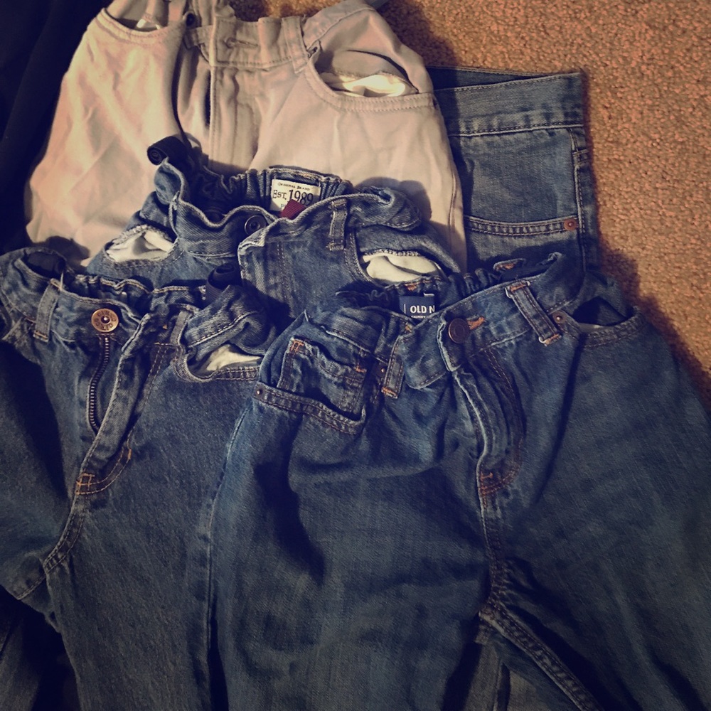 So many jeans! Old Navy, Levi's, children's place.