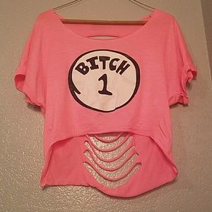 Bit*h 1&2 half shirts with shredded back