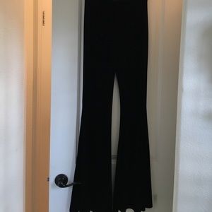 Black velvet bell bottom pants