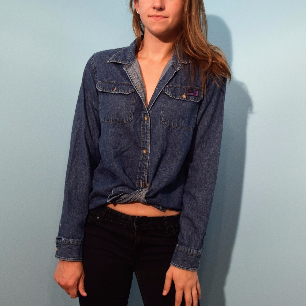 CAPEZIO Vintage Blue Denim Button-up Shirt