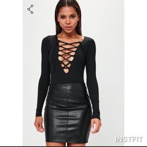 Black Lace Up Bodysuit