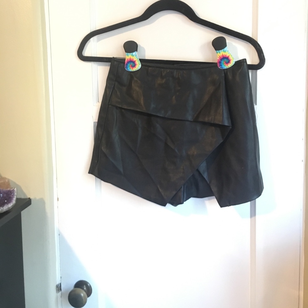 High Waisted Top Shop Black Leather Shorts