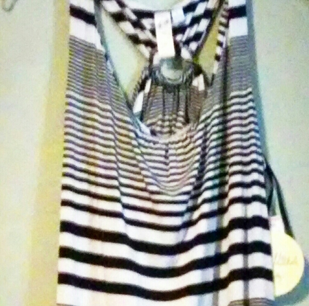 Black and white striped maxi dress