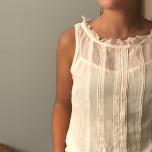 Ann Taylor Cream Silk Cotten, Pleated Front Shell