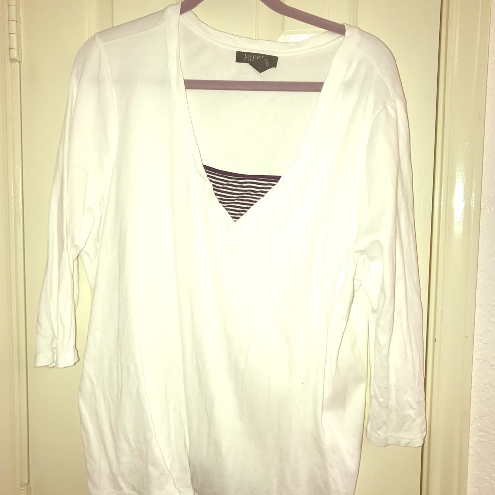 White and navy tee Ralph Lauren