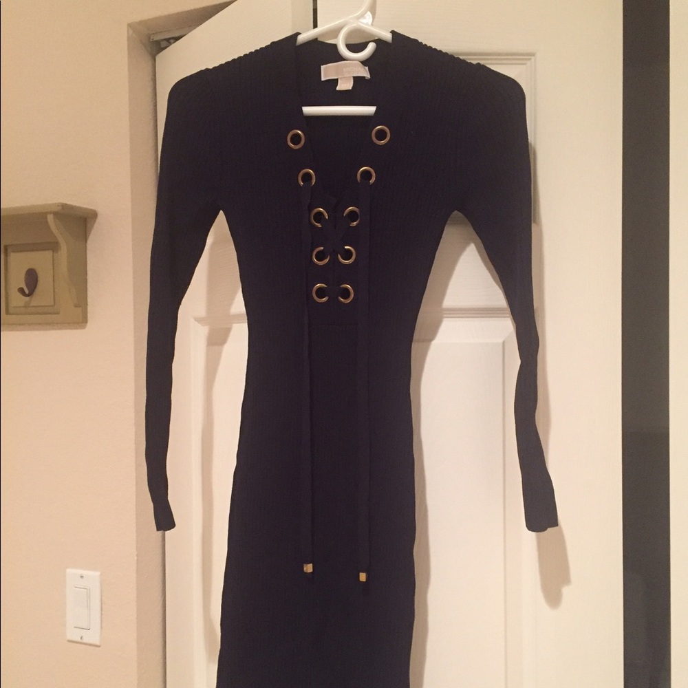 Michael kors navy lace up dress