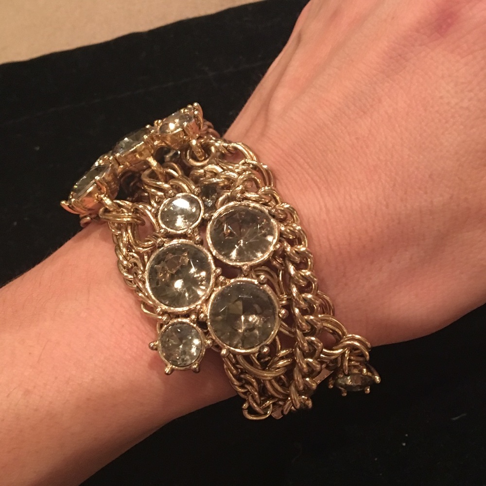 J. Crew gold jeweled bracelet
