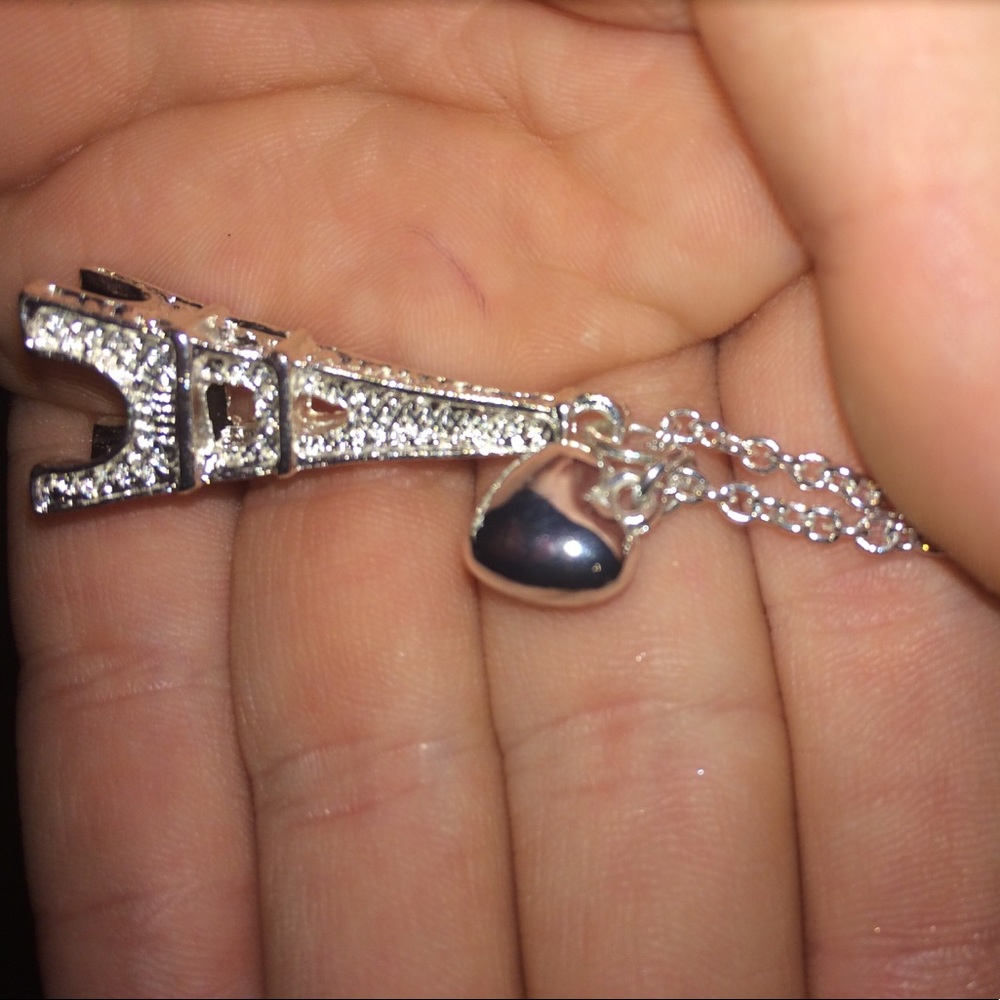Eiffel Tower and Heart pendent Necklace
