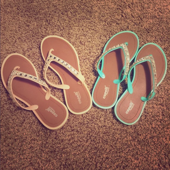 Vanity Shoes - 💎Bejeweled Creme and Turquoise Sandals!