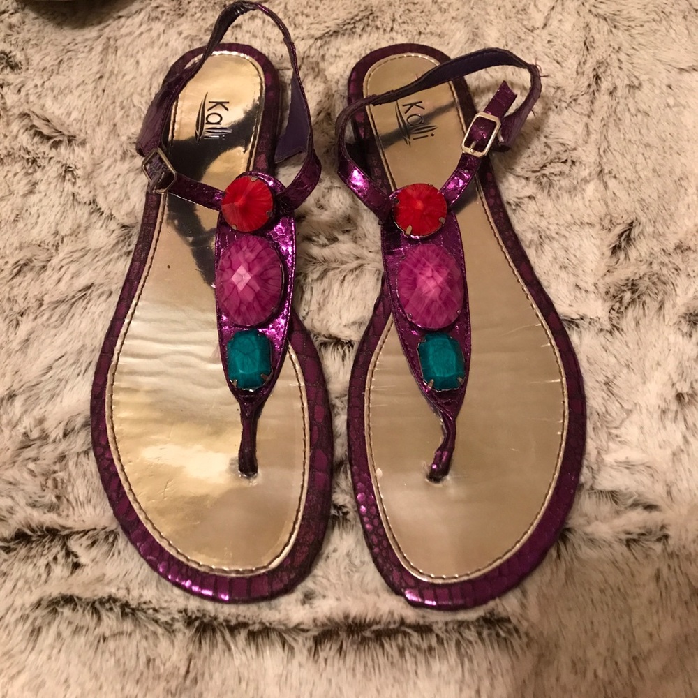 Purple rhinestone sandals