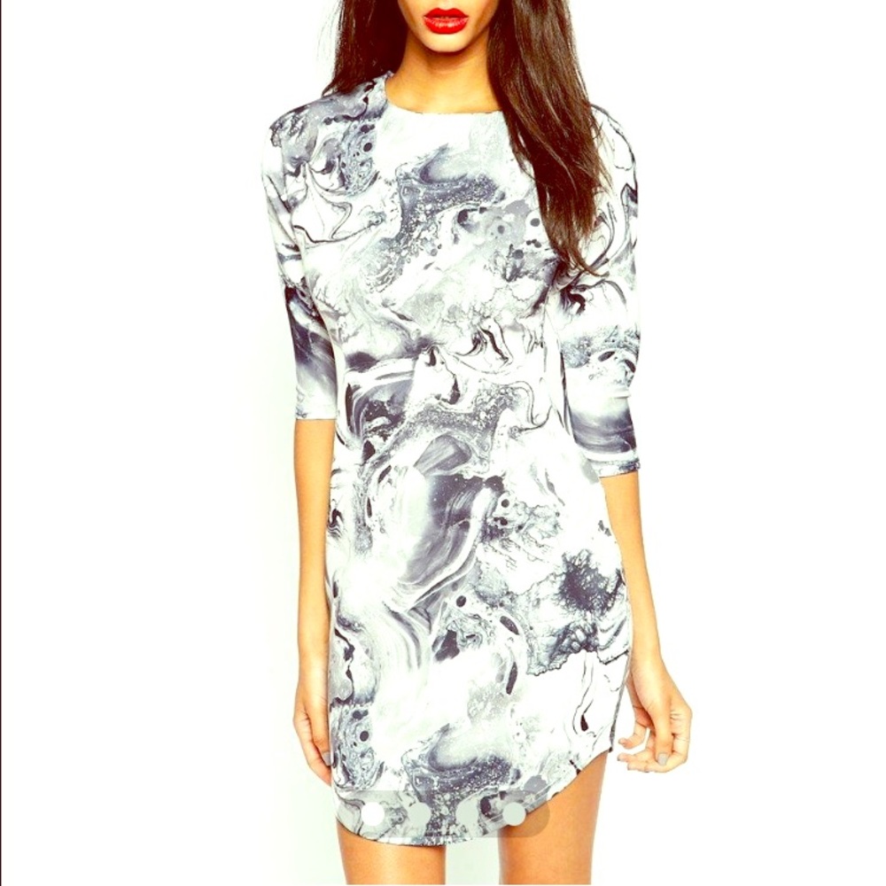 Marble Black White Dress Asos Size Medium 8