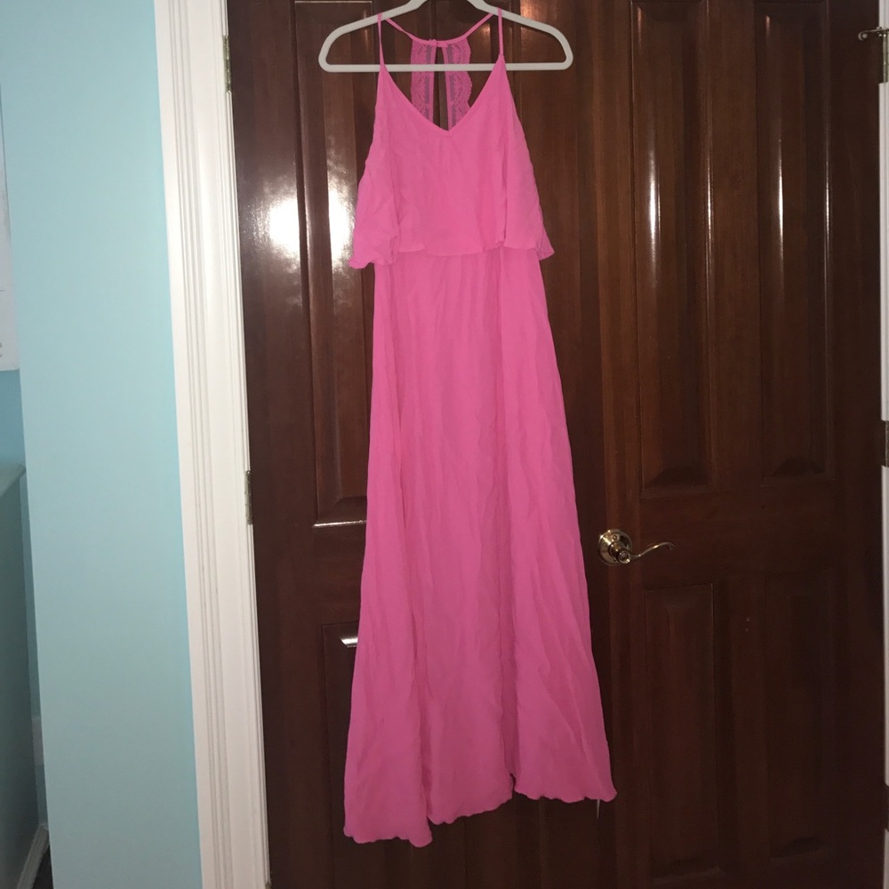 Neon pink maxi dress