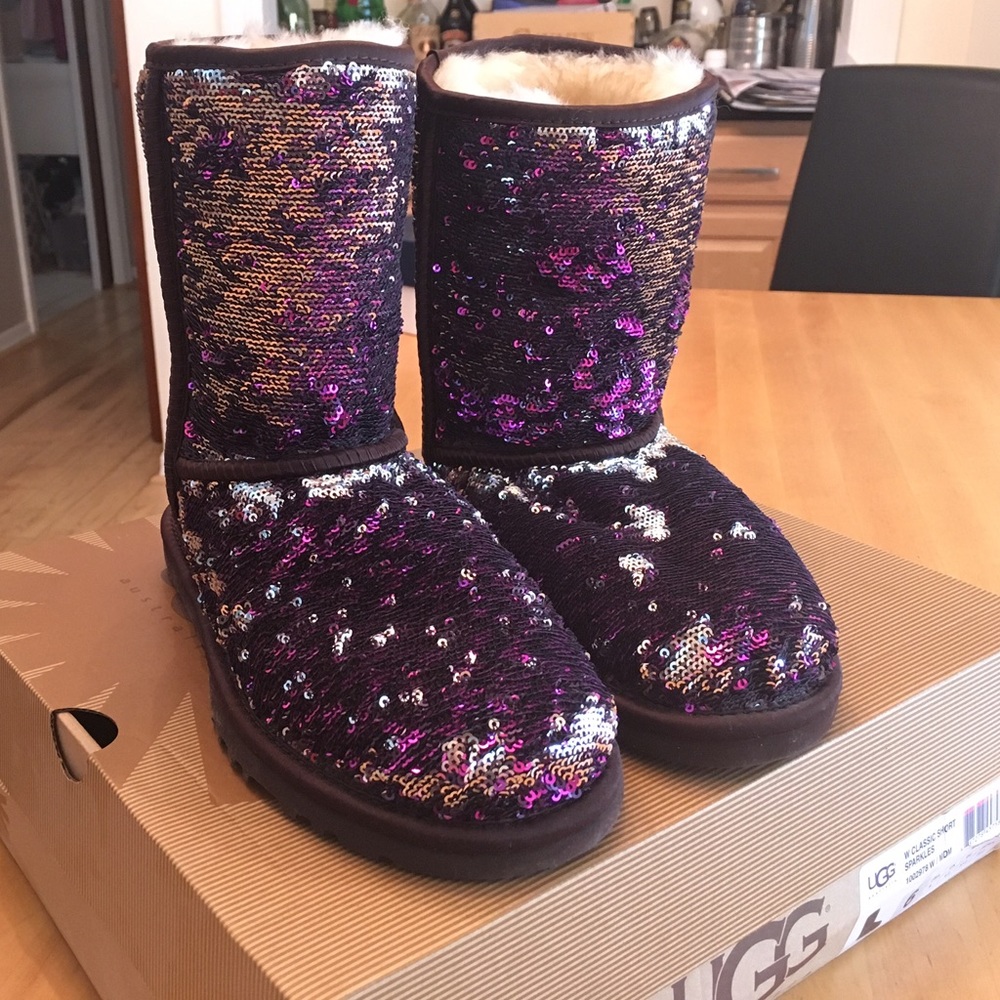 Purple/Silver Sequin Ugg Boots