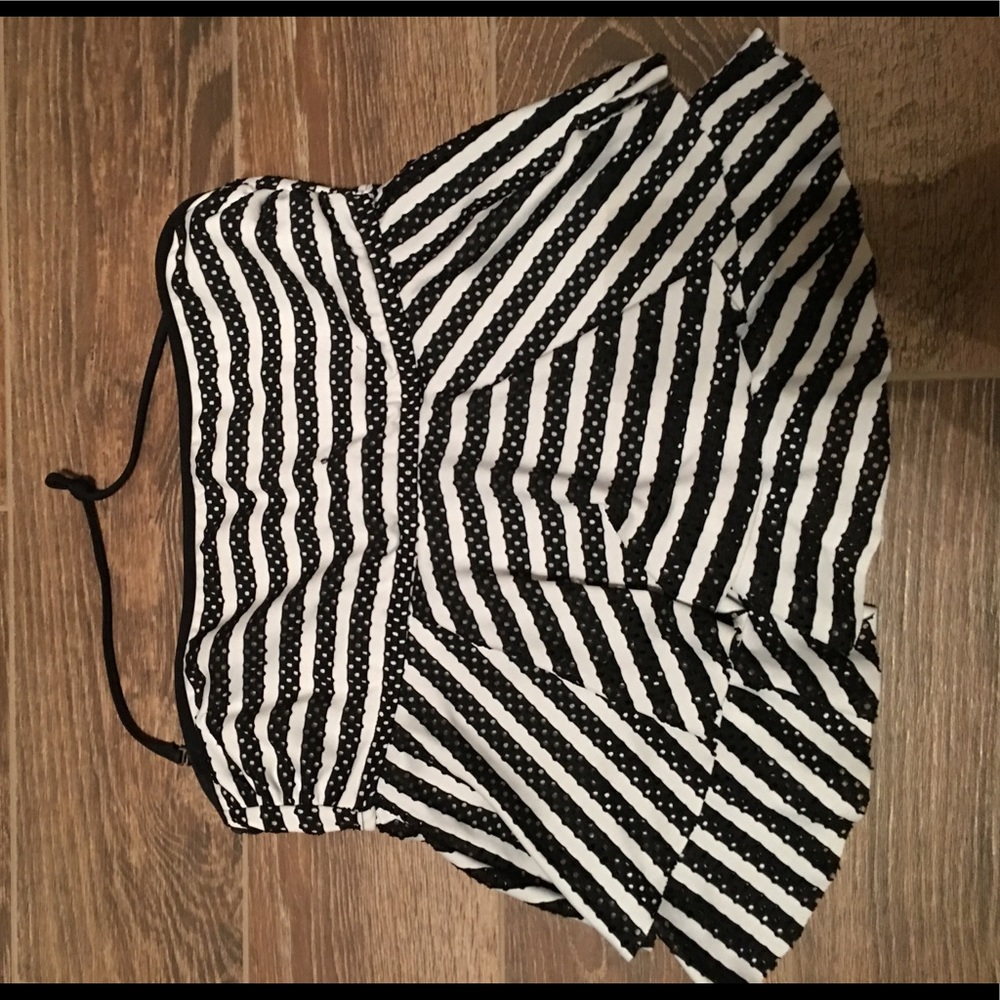 Black and white striped bathing suit TOP ONLY