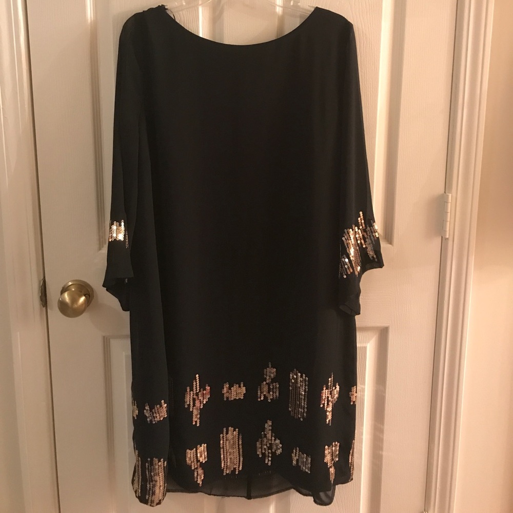 Dana Buchman Black Dress with Gold Sequin embell.