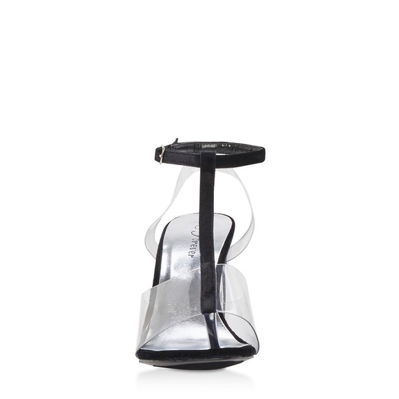 Black T Strap Clear Block Heel | LAST ONE - Picture 2 of 4