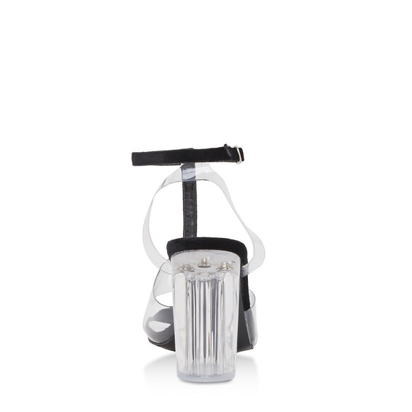 Black T Strap Clear Block Heel | LAST ONE - Picture 3 of 4