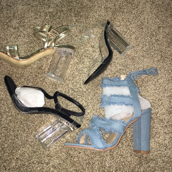 Black T Strap Clear Block Heel | LAST ONE - Picture 4 of 4