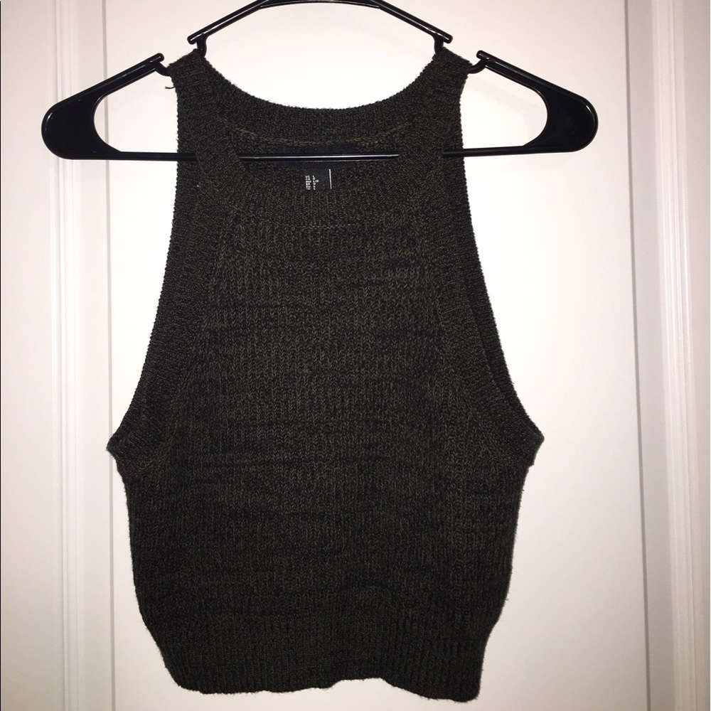 Forest Green Knit Crop Top NWOT