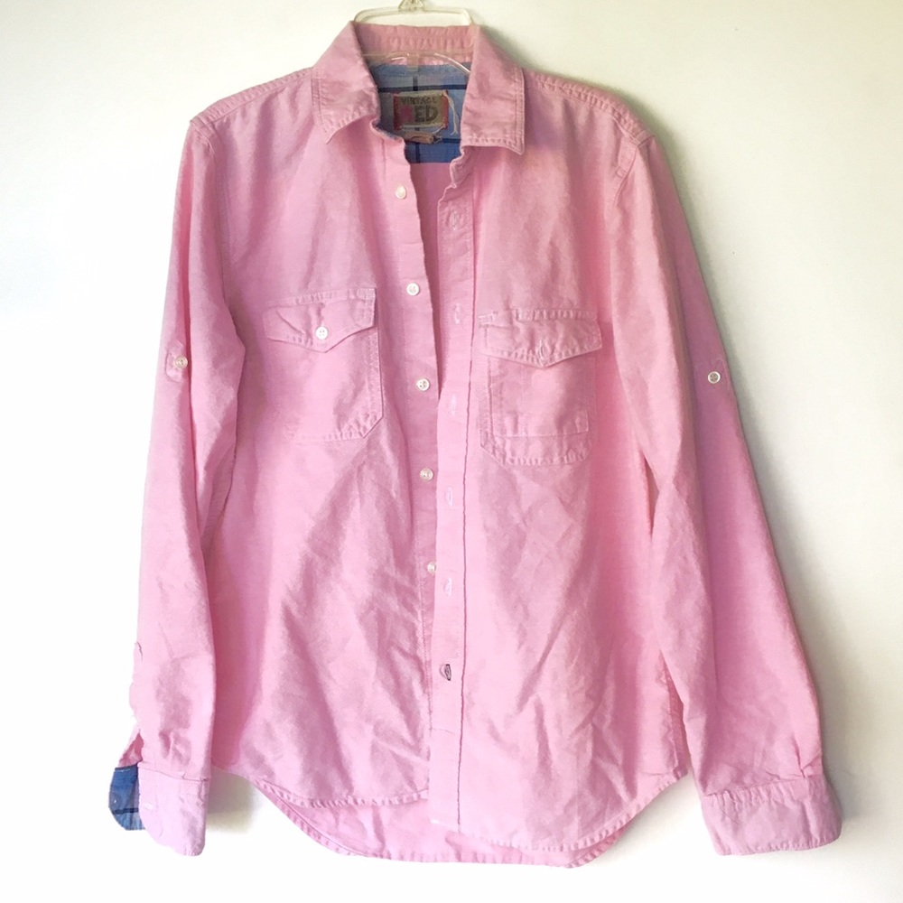 Vintage Red pink long sleeve button down