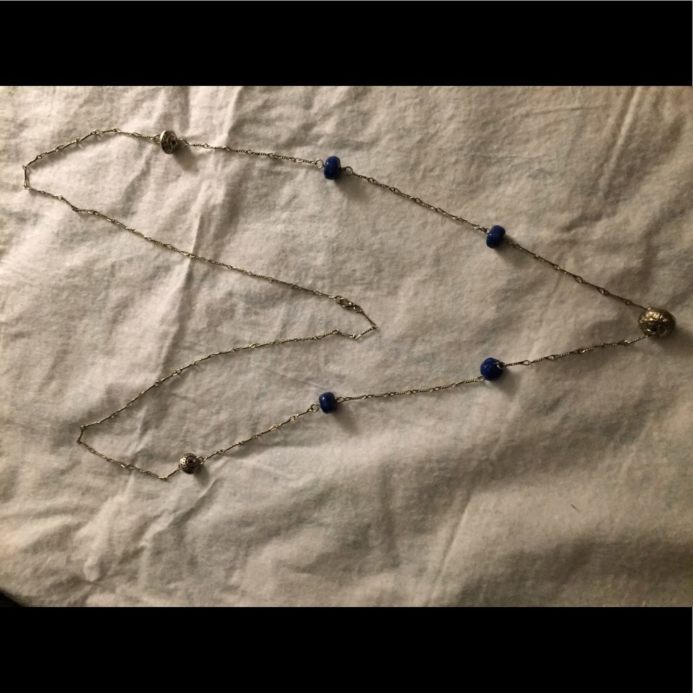 Silver chain w/blue stones