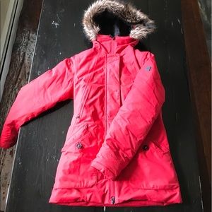 | in your face | RED 'NORTH FACE' winter coat