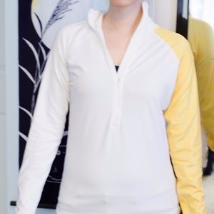 Nike pro livestrong white and yellow half zip