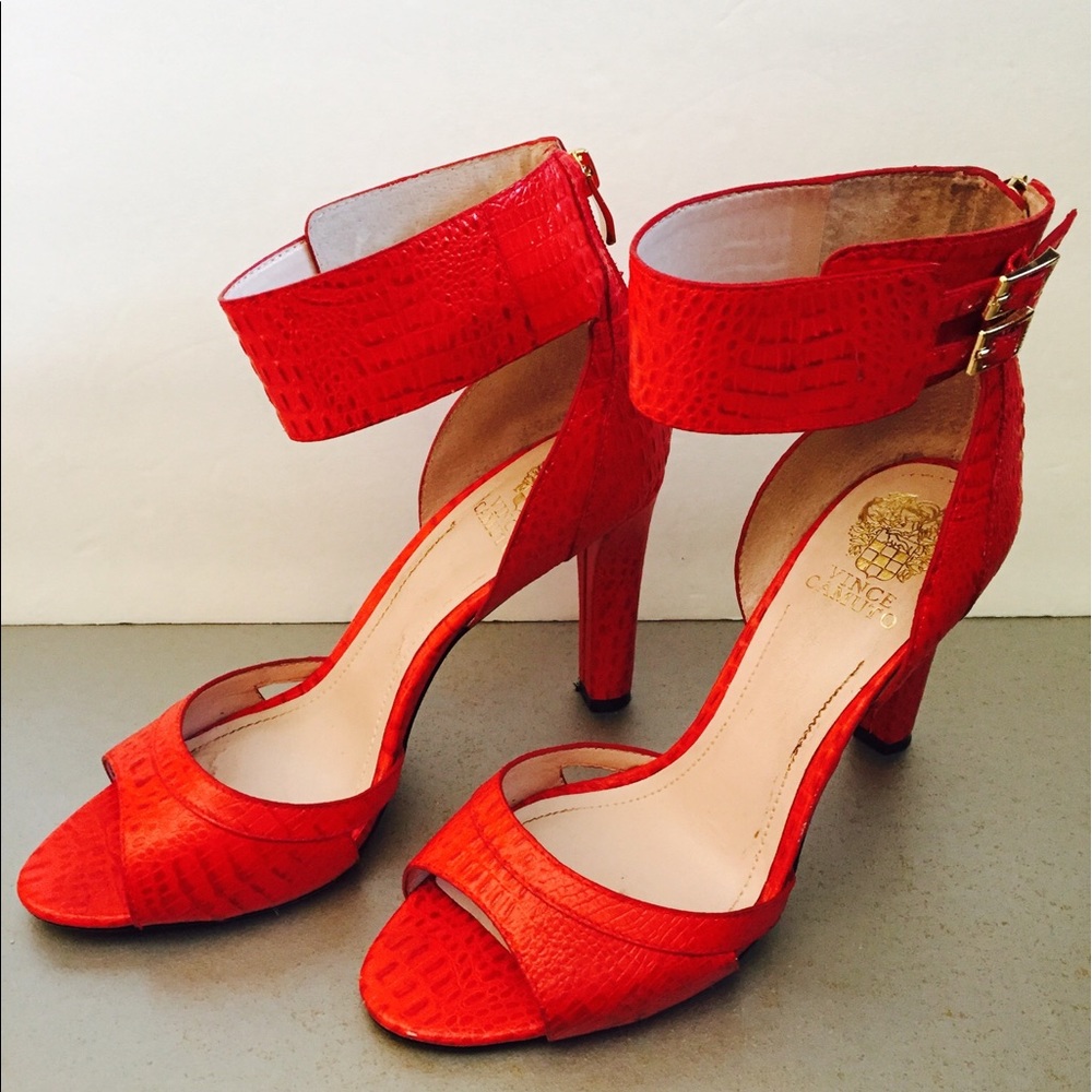 Red Open Toe Heels Vince Camuto Size 10