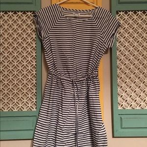 Navy and white striped dress.
