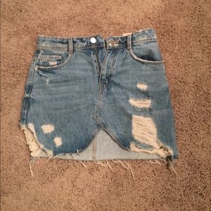 Worn once Zara jean skirt with rips and a slit