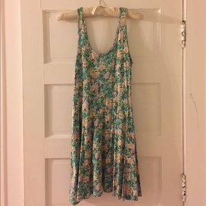 Turquoise Floral Skater Dress