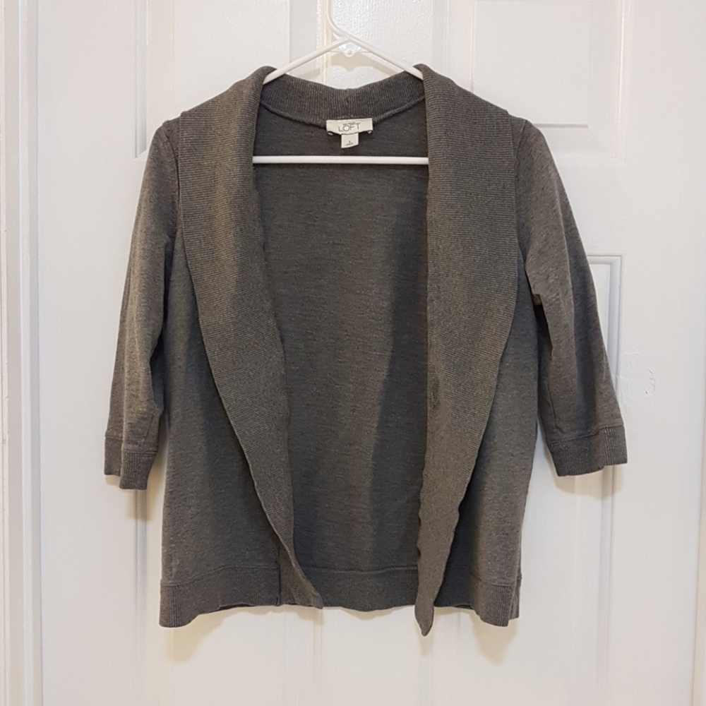 Loft gray open front knit cardigan