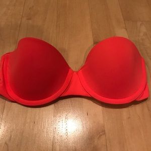 neon orange strapless bra