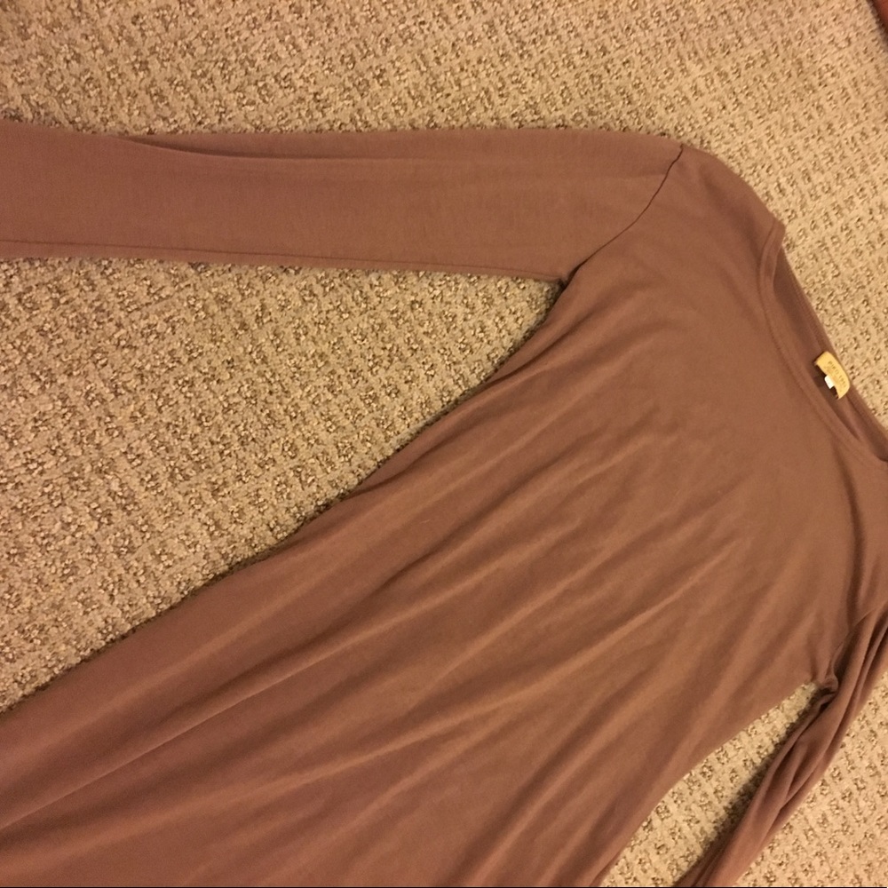 Brown piko fitted dress