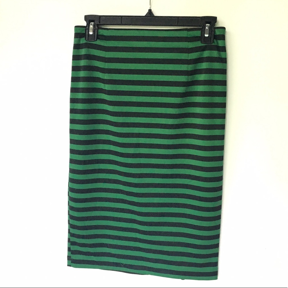 Forever 21 green and black striped pencil skirt
