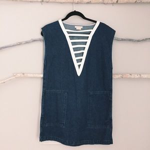 denim razor-laced dress