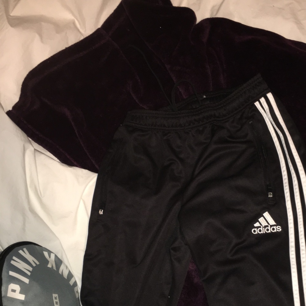 black adidas track pants