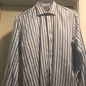 Thomas dean button down striped dress shirt