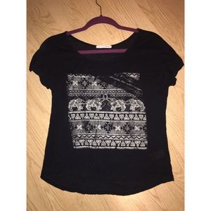 Elephant print black tee