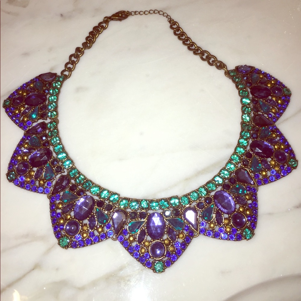 Jeweled collar bib necklace