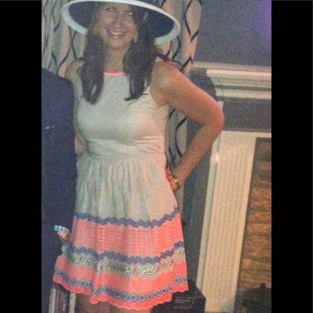 Beautiful Tan dress with neon skirt