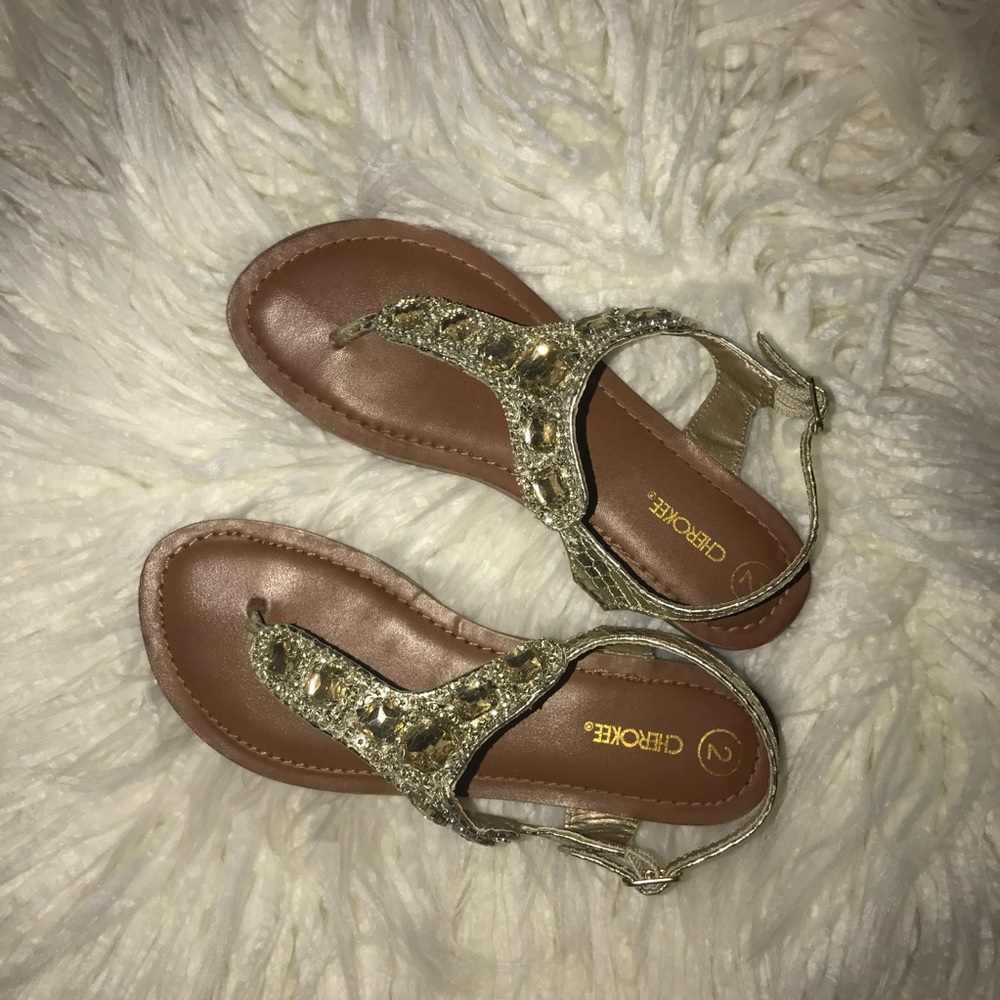 Gold Rhinestoned Sandals