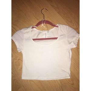White crop top tee