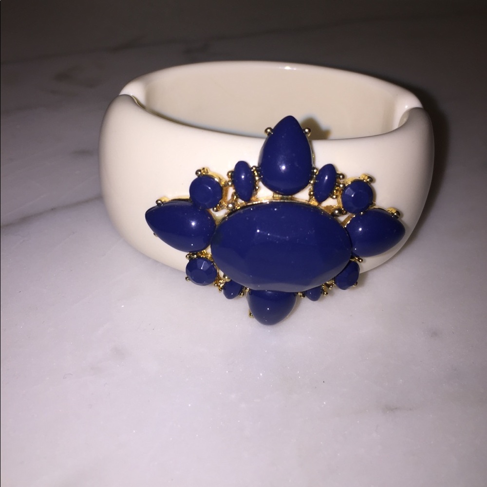 Blue and ivory jewel bcbg cuff bangle