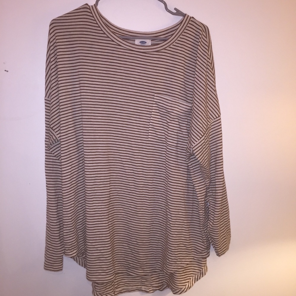 Brown and Cream Stripped long sleeve shirt