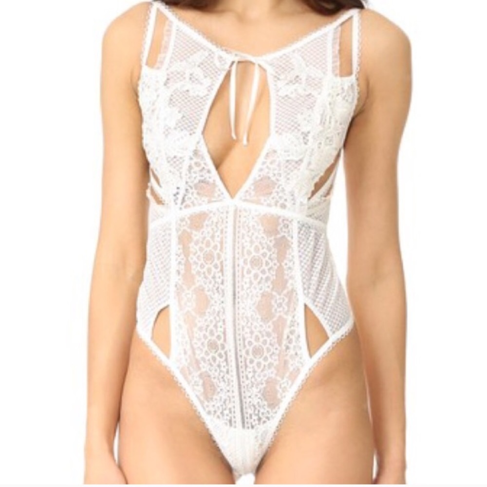 For Love & Lemons White Lace Bodysuit