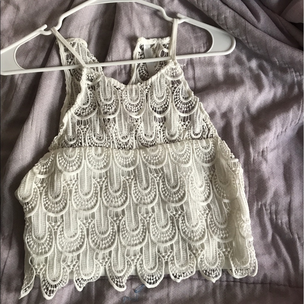 High neck white crop top