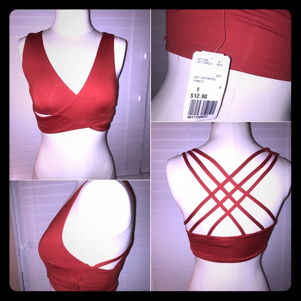 Red strappy cut out crop top. BNWT.